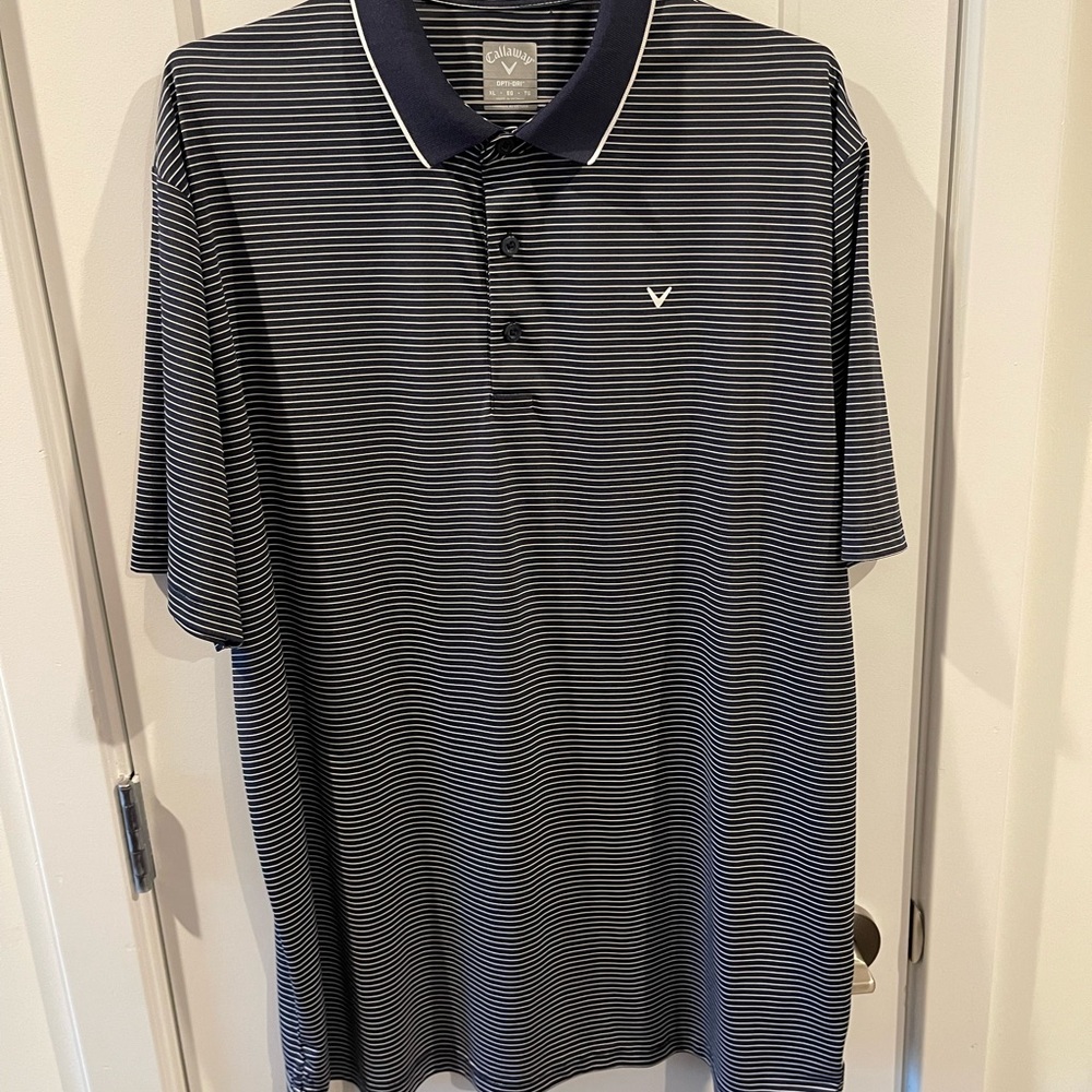 Callaway Men's Black and White Striped Polo Shirt